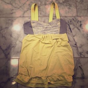 Lululemon yellow tank with cinch waist